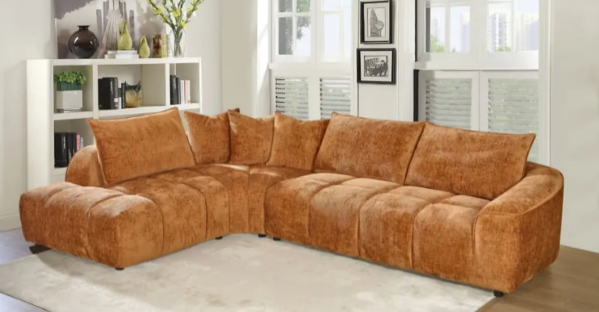 Luxury orange corner couch