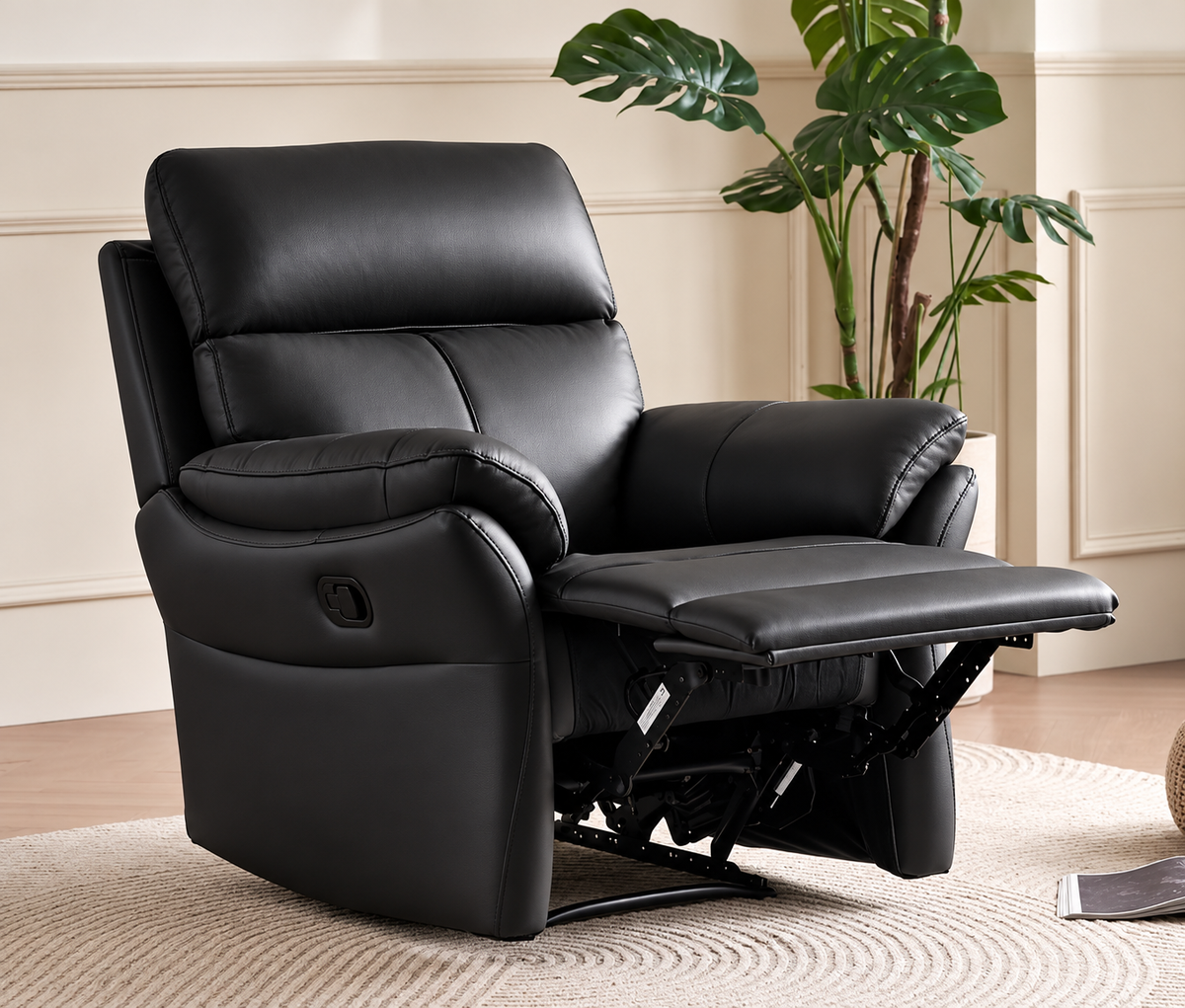 Black single leather recliner 