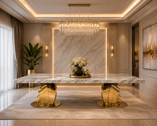 Gold luxury marble dining table