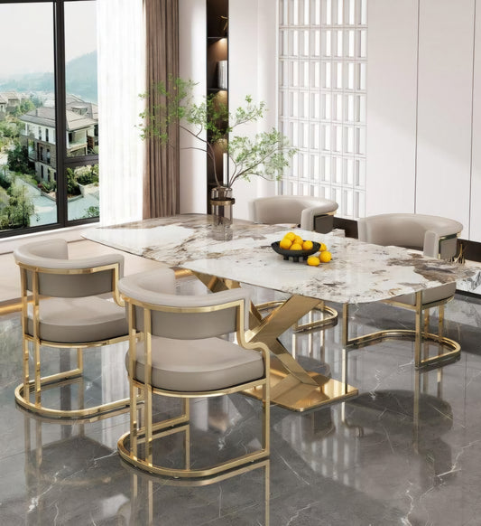 gold dining set 6 seater 