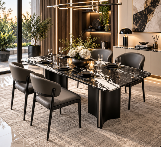 Black marble dining table 