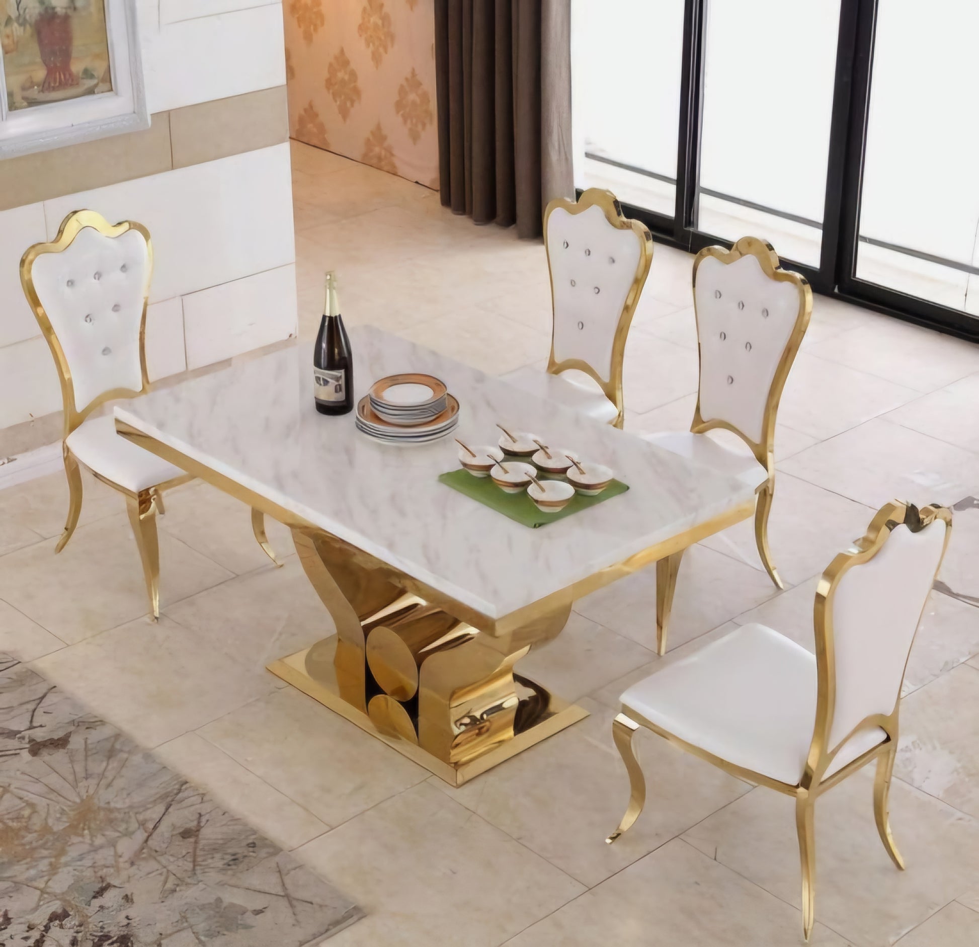 Monaco gold dining set 6 seater 