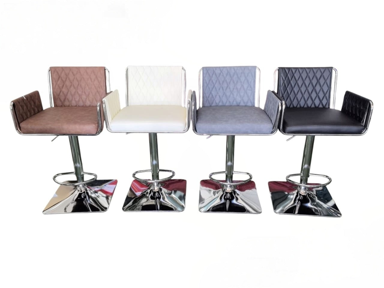 Silver leather bar chairs 
