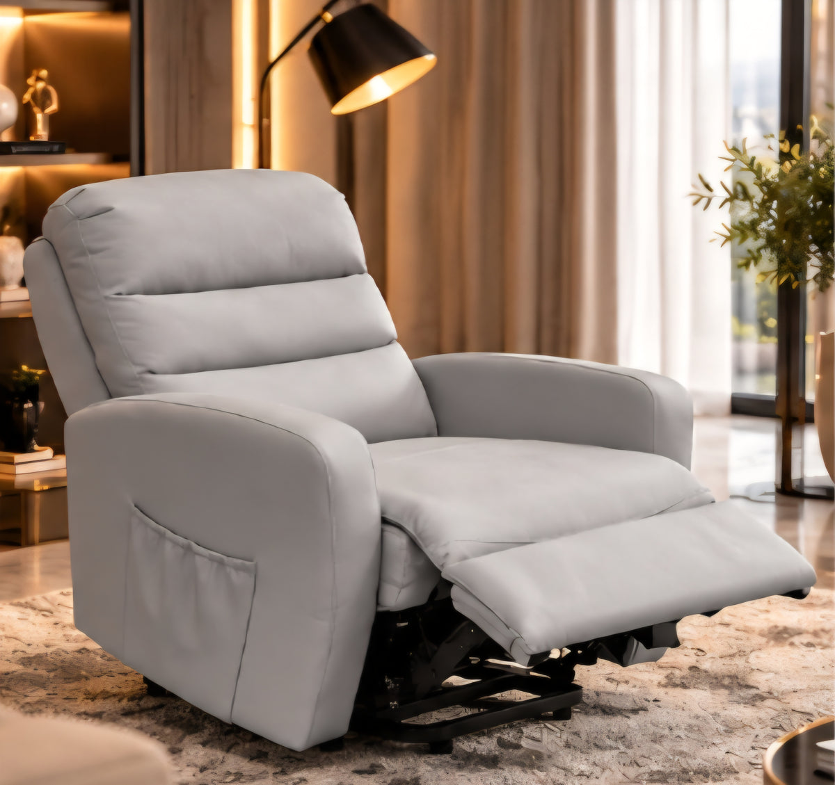 Grey single recliner