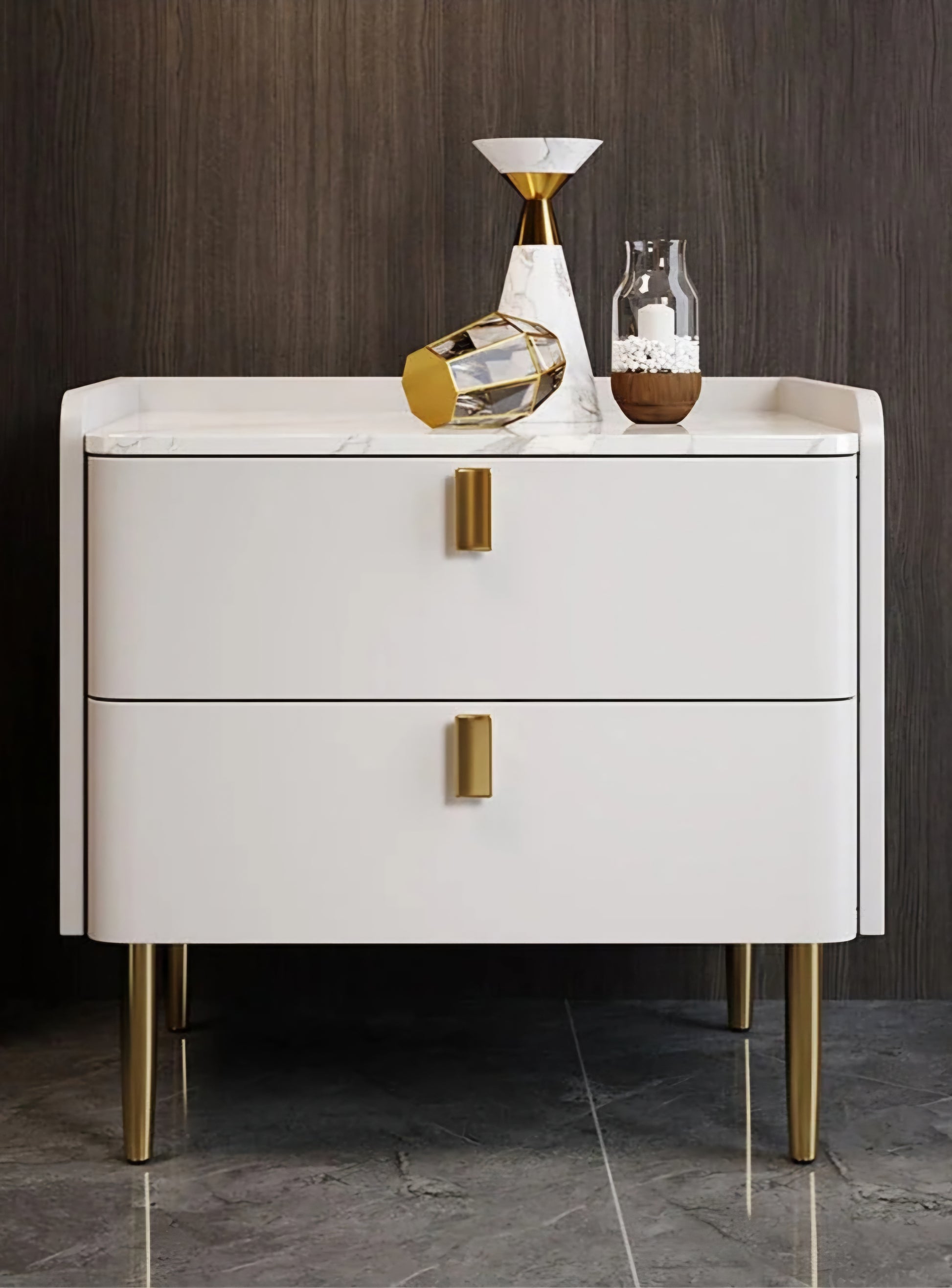 White and gold pedestal 