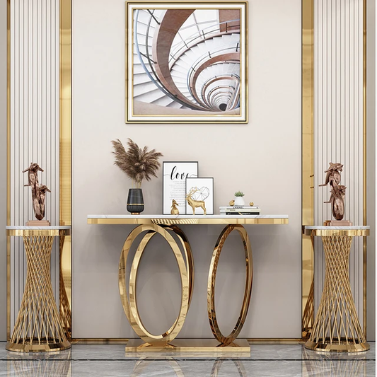 Gold circle server console table 