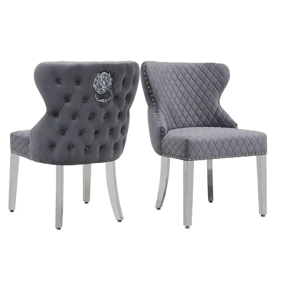 silver grey velvet dining chair