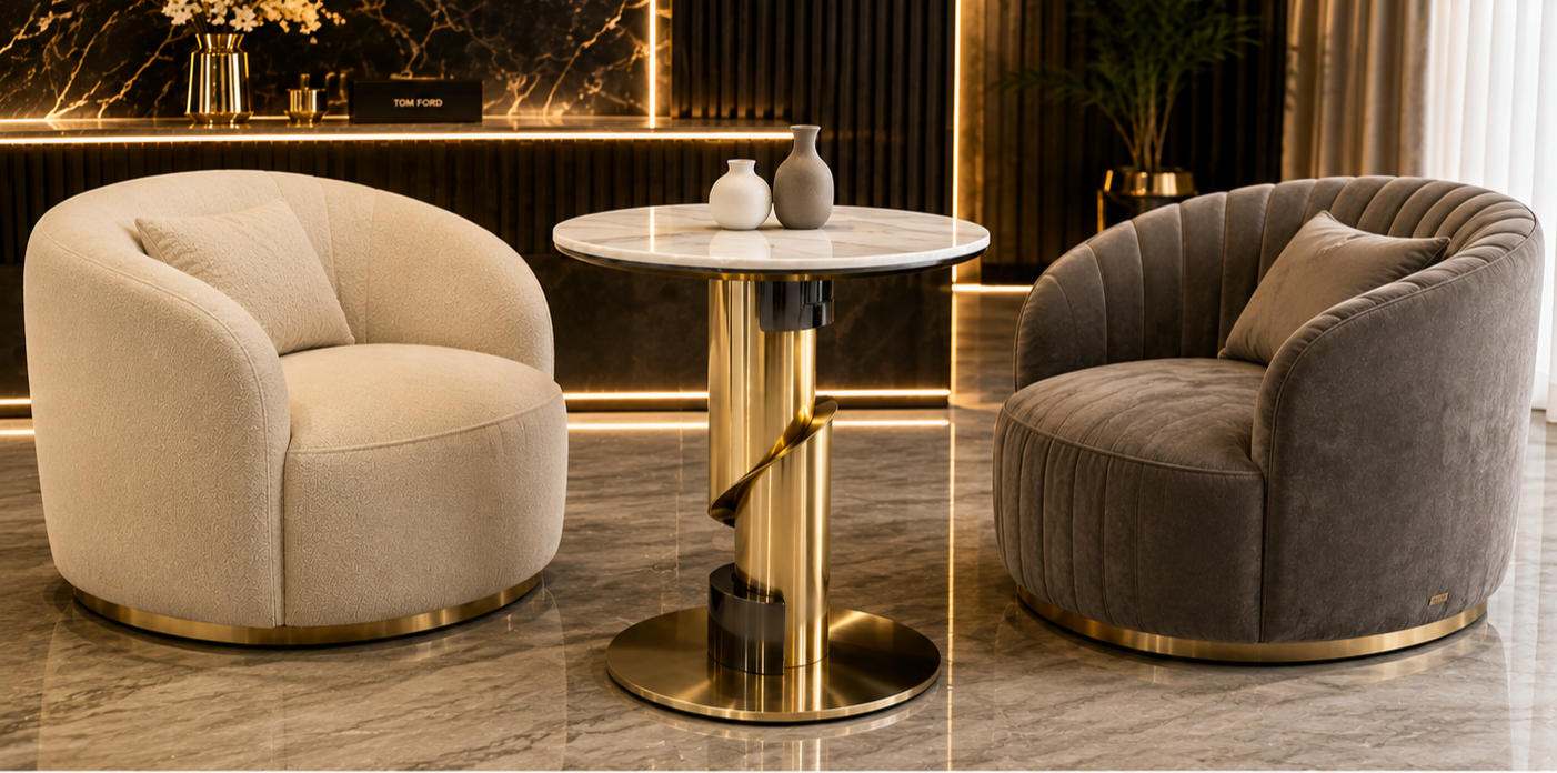 Round gold marble side table 