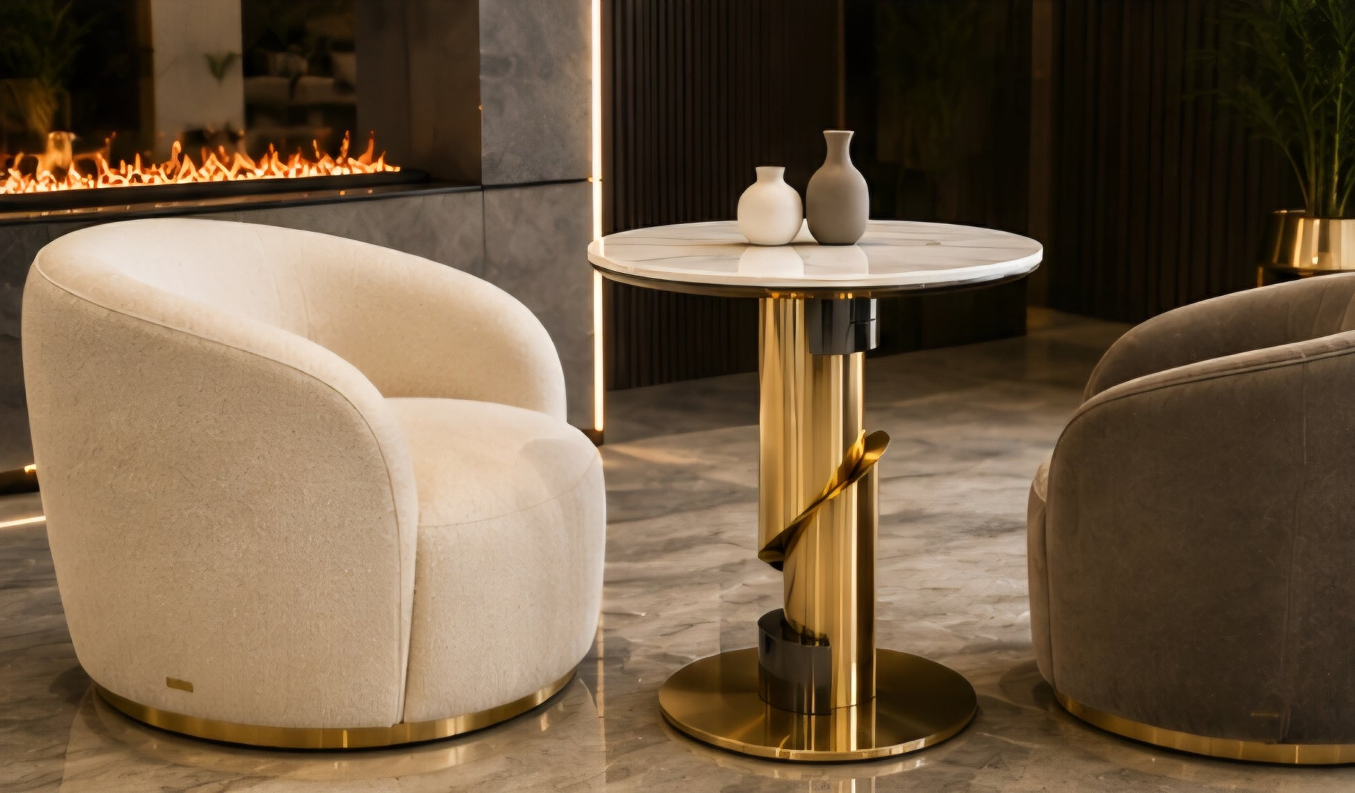 Round gold marble side table 