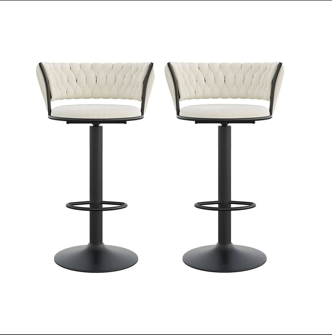 white and black bar chairs