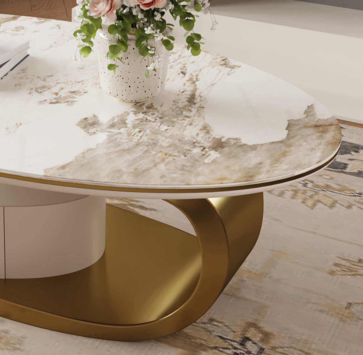 Gold oval coffee table 