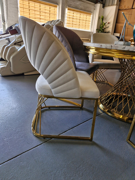 White velvet gold dining chairs 