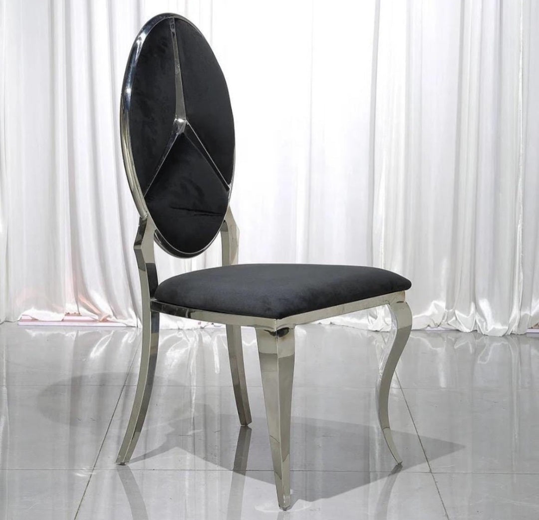 Black and Silver Mercedes benz dining chair