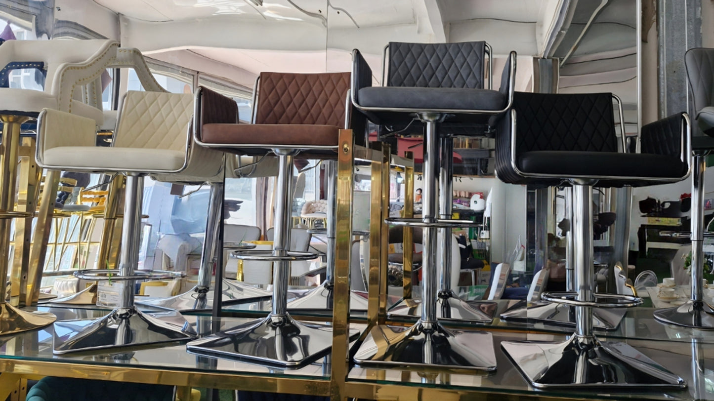 Silver leather bar chairs kitchen stools