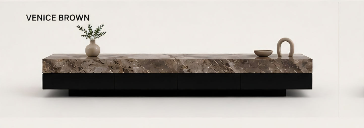 Brown marble tv plasma stand floating design 