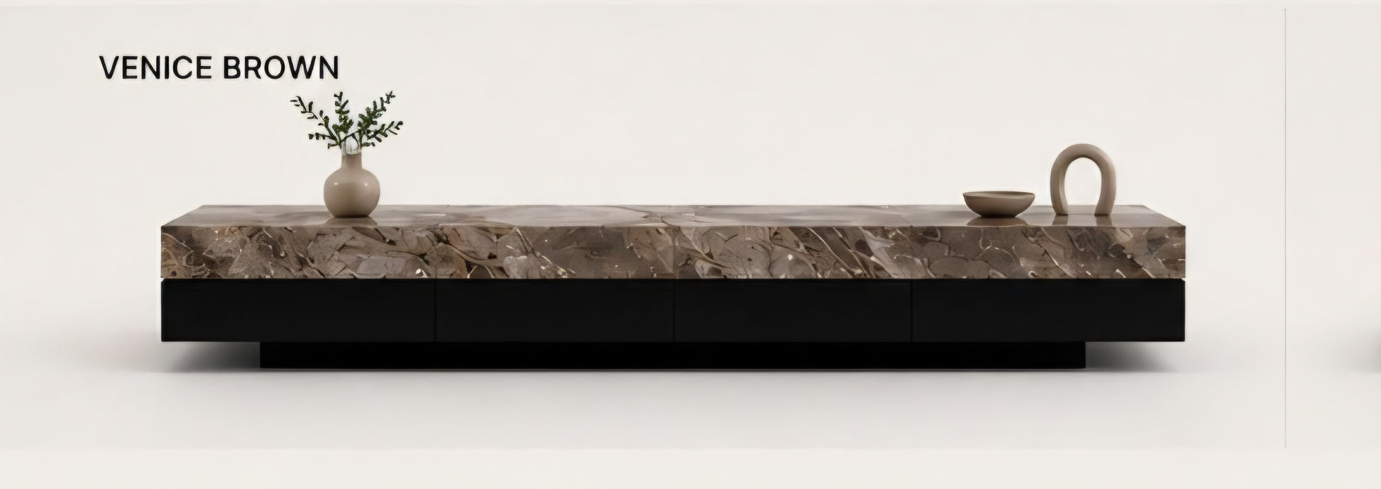 Brown marble tv plasma stand floating design 