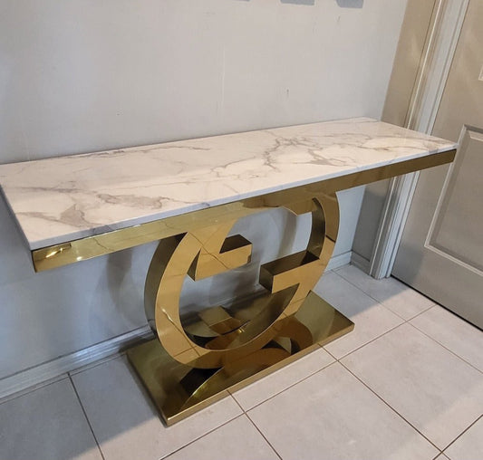 gold gucci console marble top