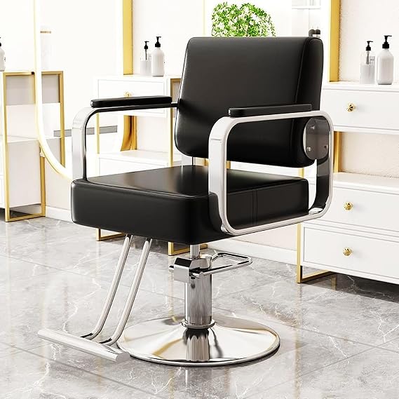 Black and silver salon barber chair