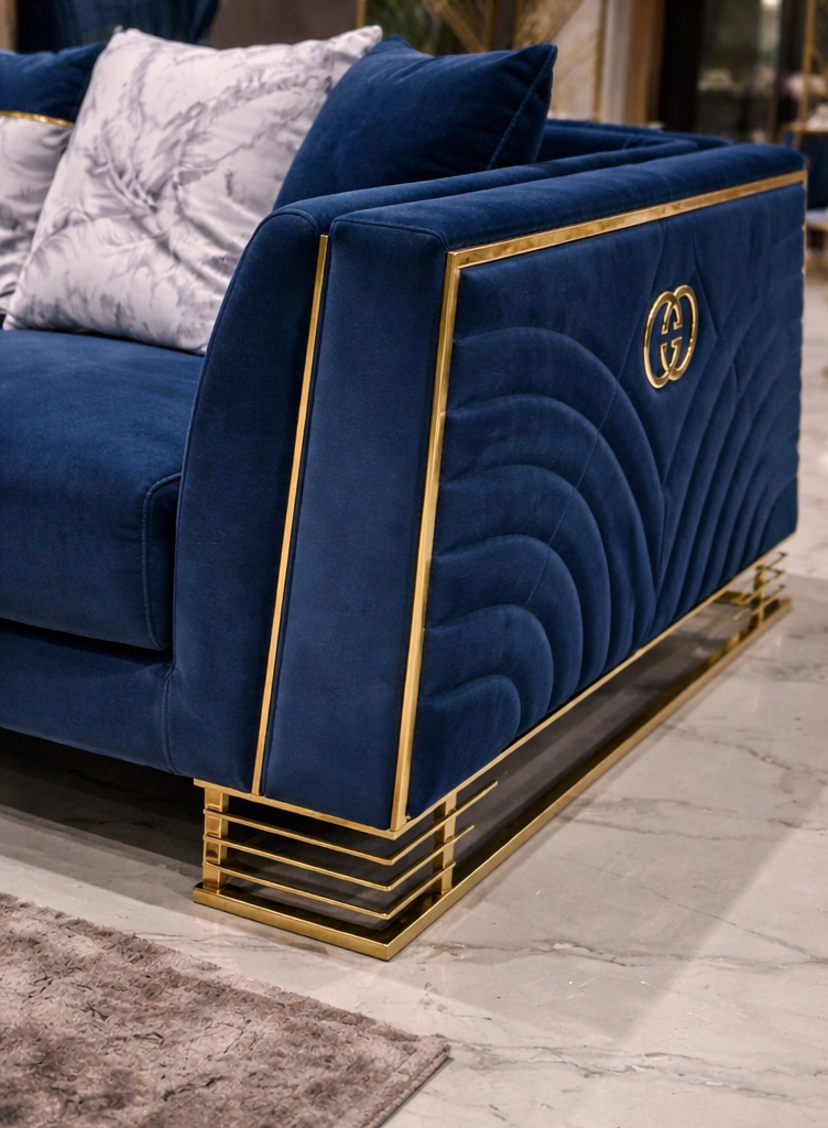 Blue Gucci lounge set designer couches 