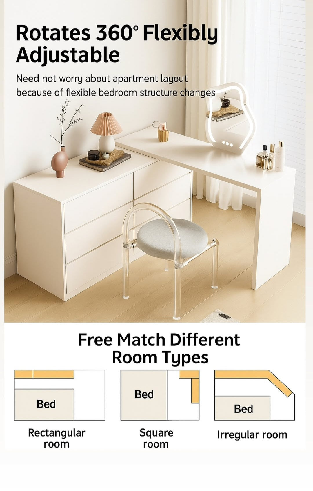 Dulce multi-functional vanity/dresser/desk