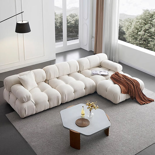 White l shape couch 