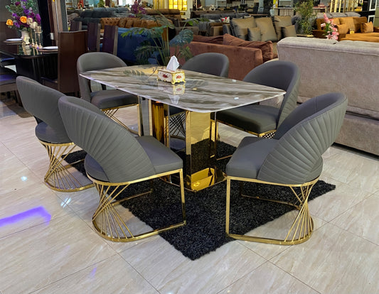 Grey and gold dining chairs