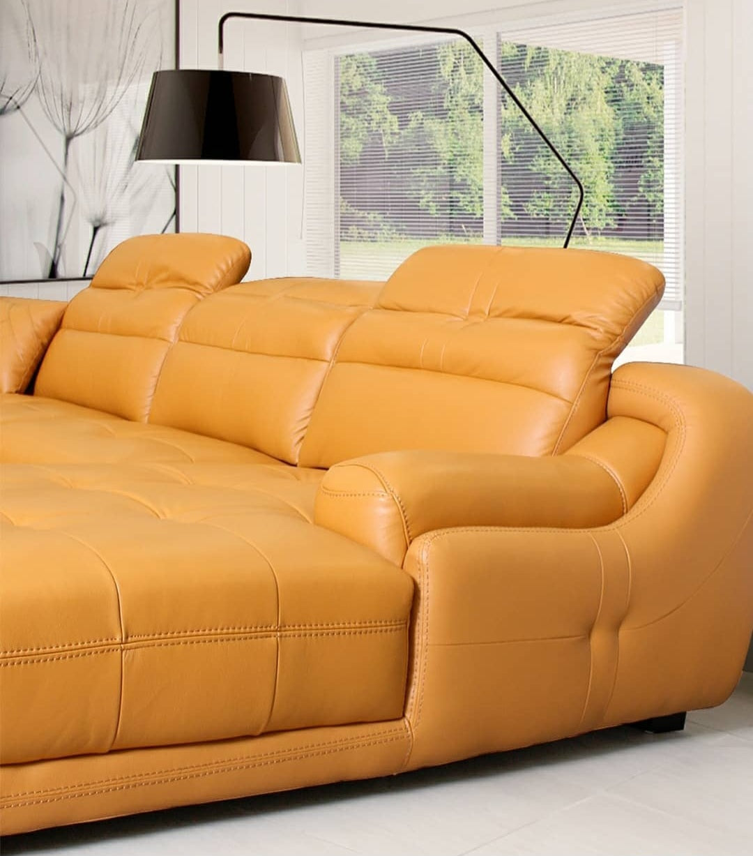 Genuine leather corner lounge suite cinema