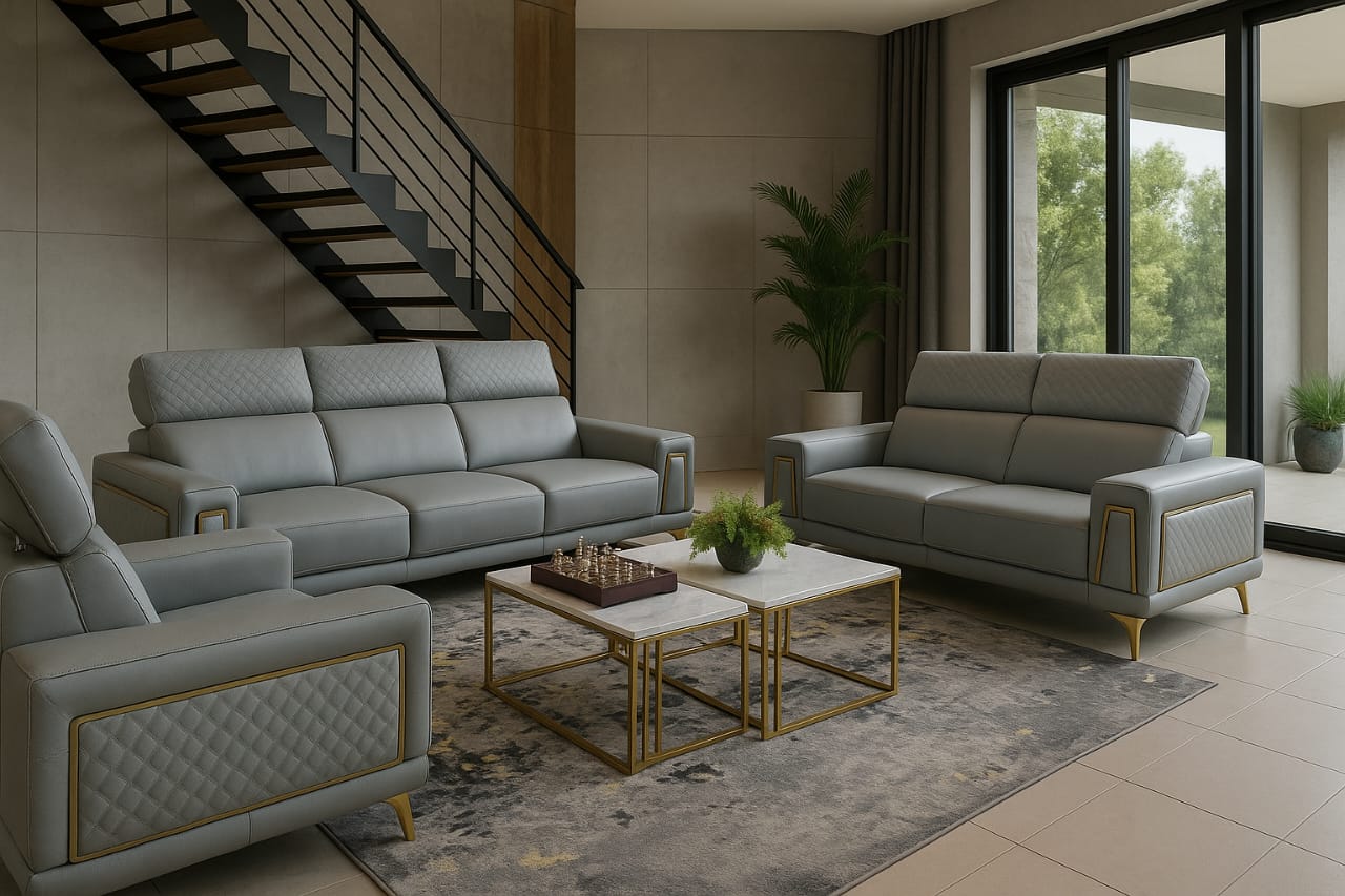 Grey Leather lounge suite 