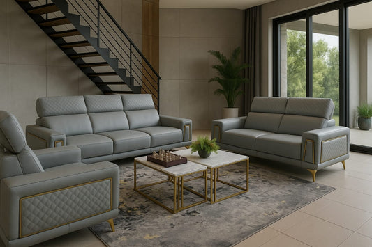 Grey Leather lounge suite 