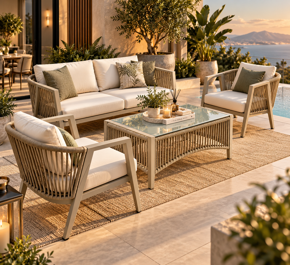  Beige outdoor lounge set