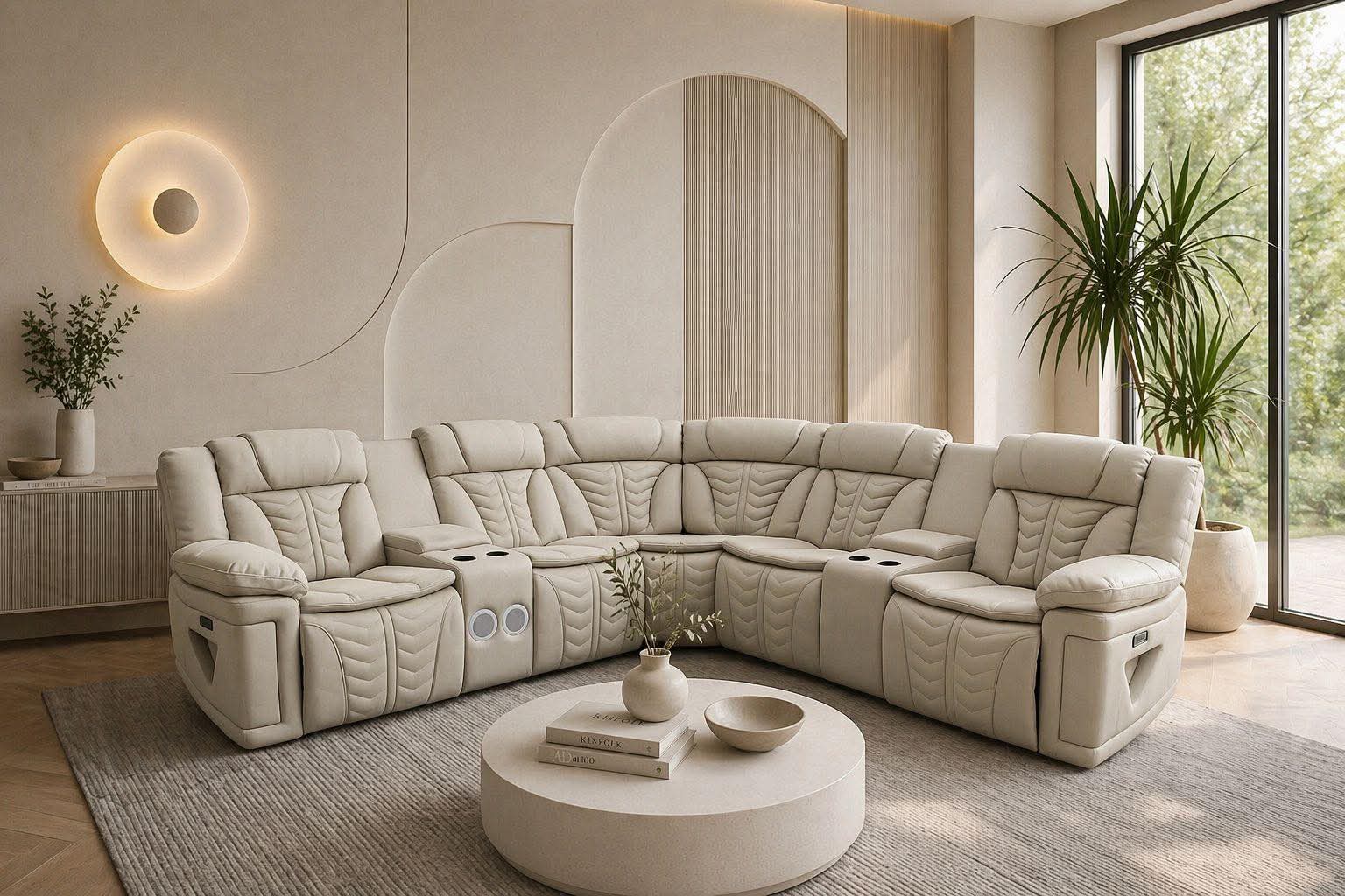 Electric recliner corner set bluetooth speakers wireless charging 