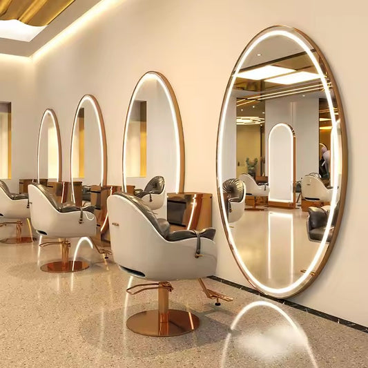 Large led oval LED mirror salons beauty studio barber