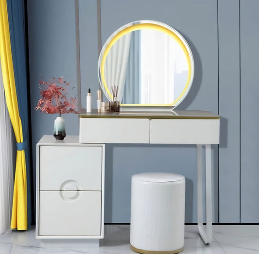 White small Dresser set led mirror 