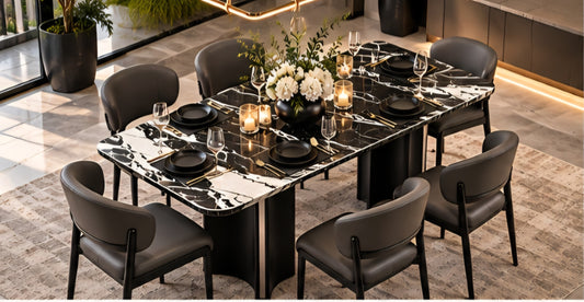 Black mable 6 seater dining set