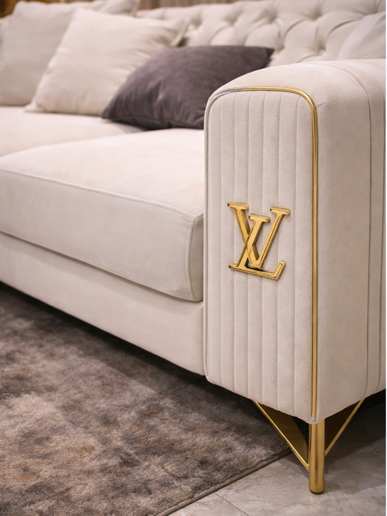 Louis vuitton lounge set cream white LV designer couch