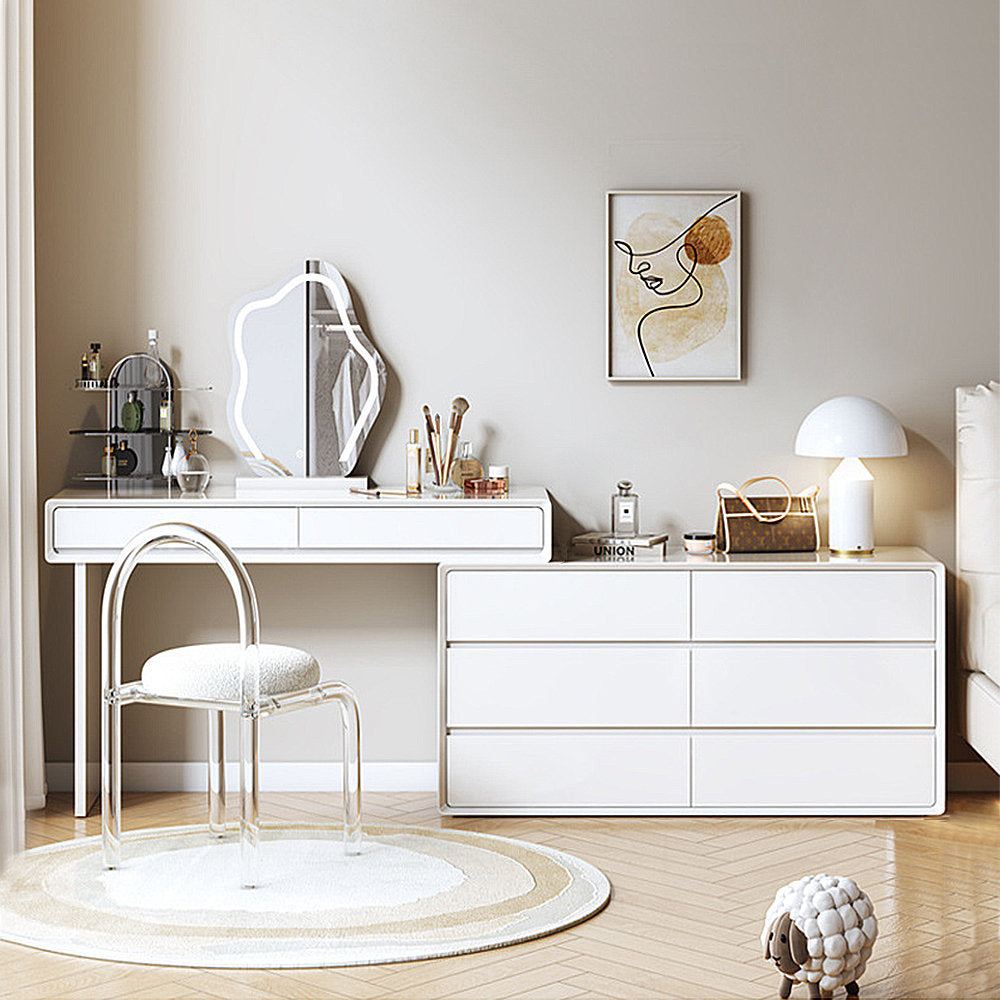 Adjustable chest of drawers with desk and chair 