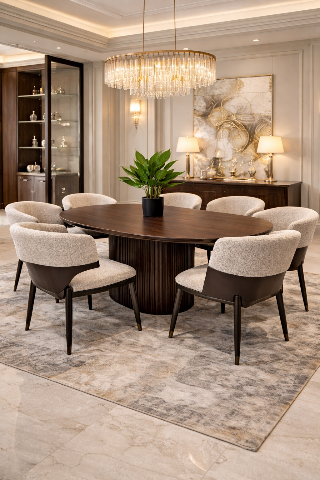 6 seater Oval wood dining set 