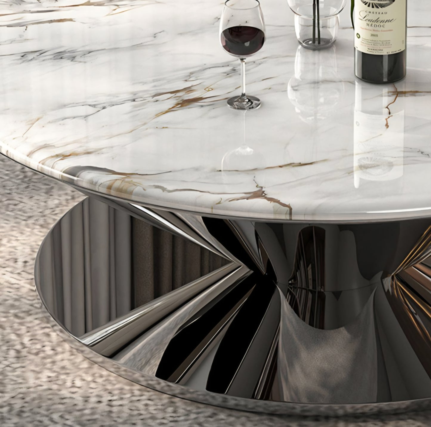 Silver marble round coffee table 