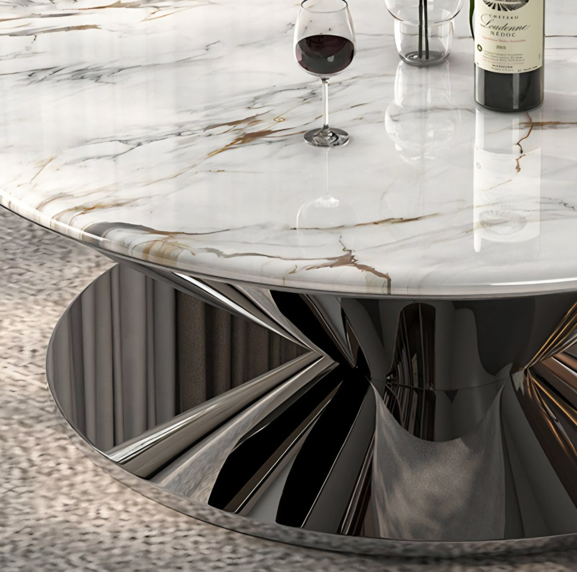 Silver marble round coffee table 
