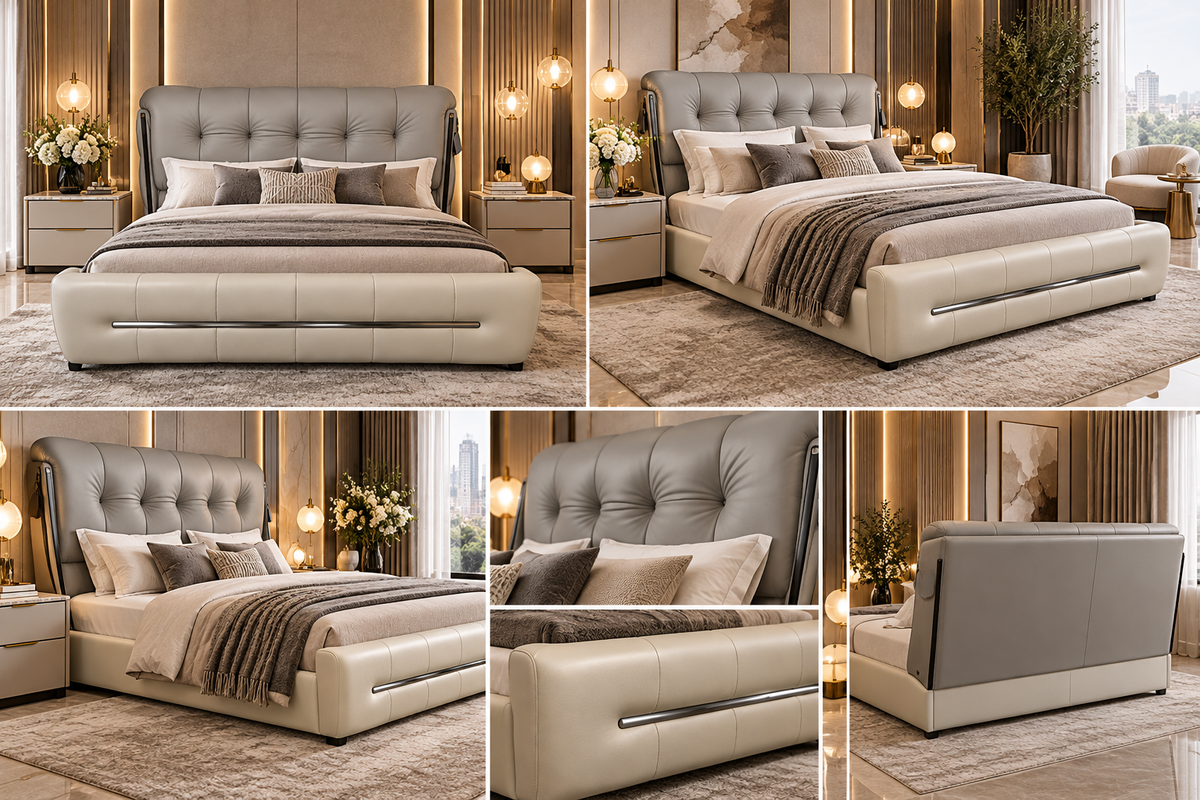 Grey and white headboard bedroom suite 