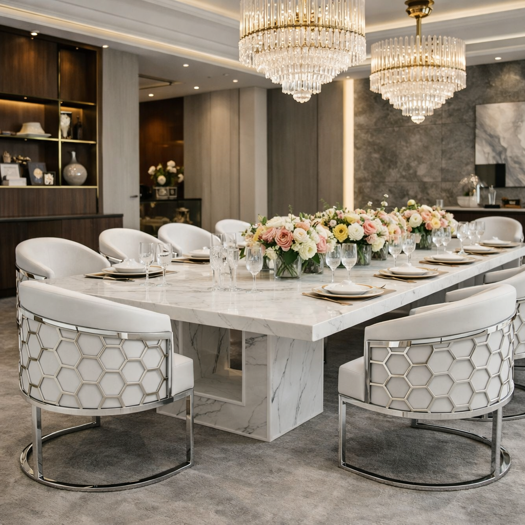 12, 14 seater marble dining table white marble 