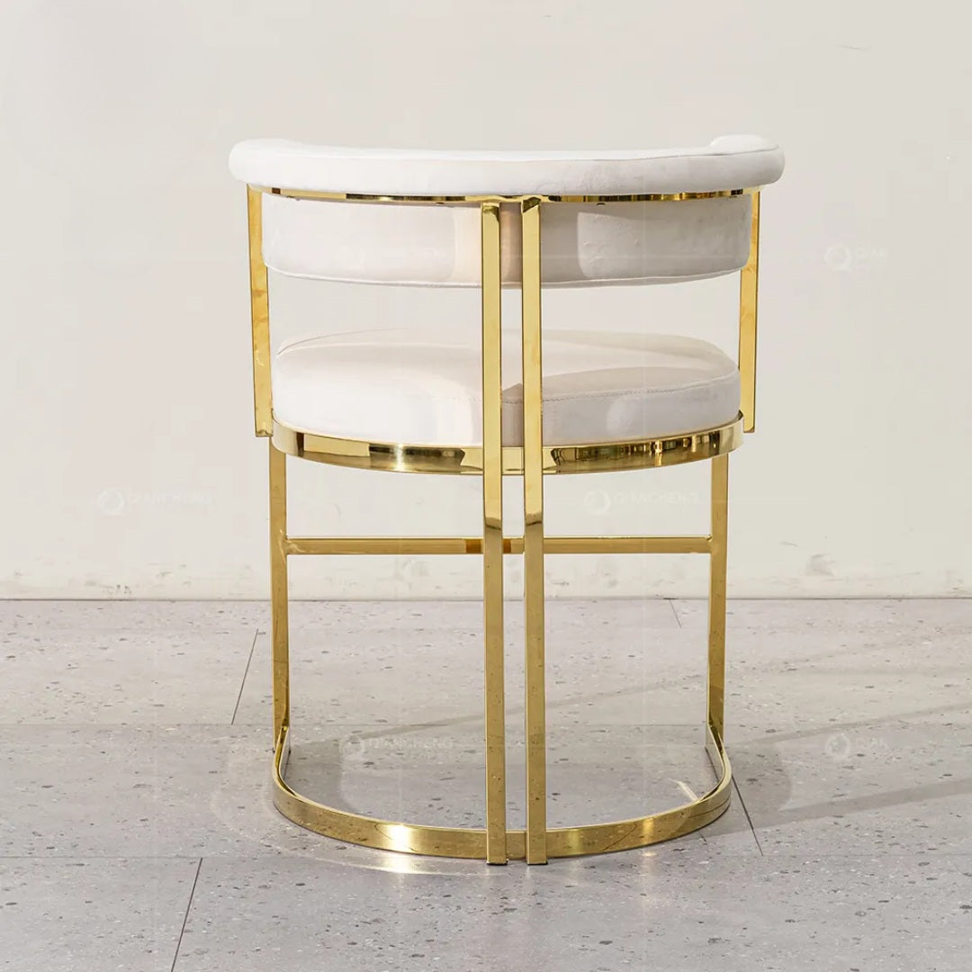 leather white gold dining chair