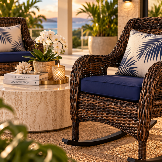 Outdoor wicker rocking chairs