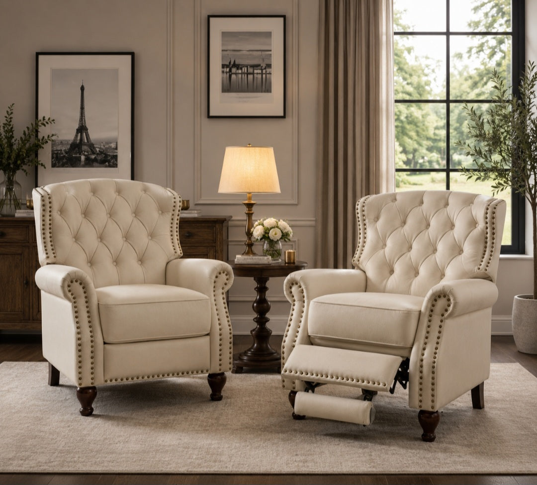 Beige single recliner 