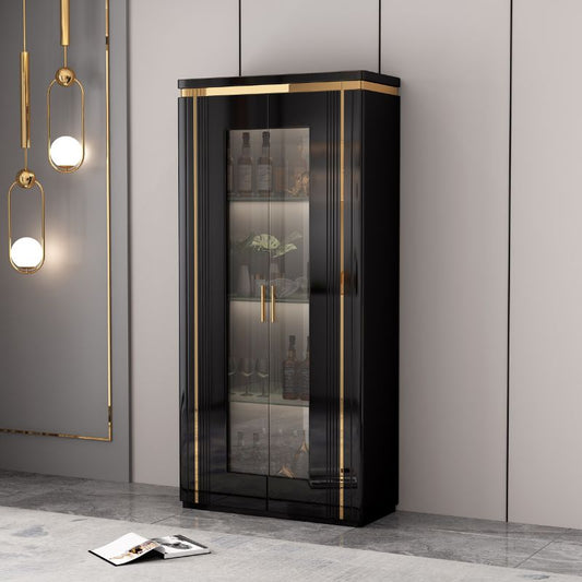 black and gold LED display cabinet