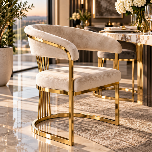Beige and gold dining chair 