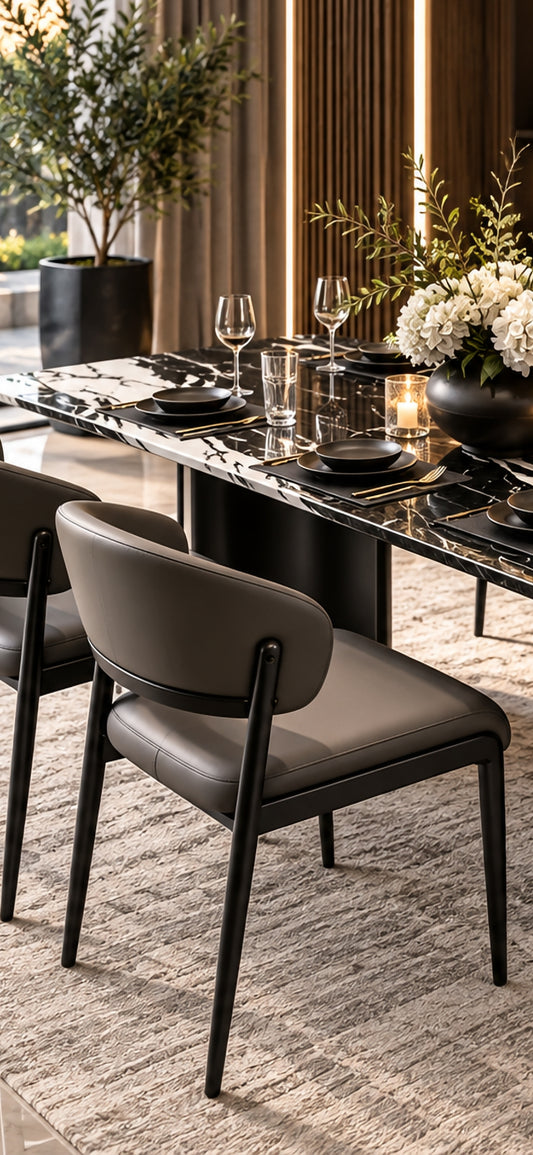 Grey and black dining chair