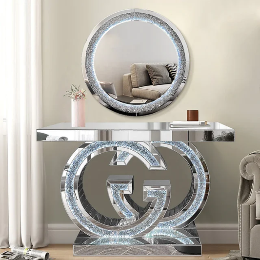 LED light up designer gucci console and mirror 