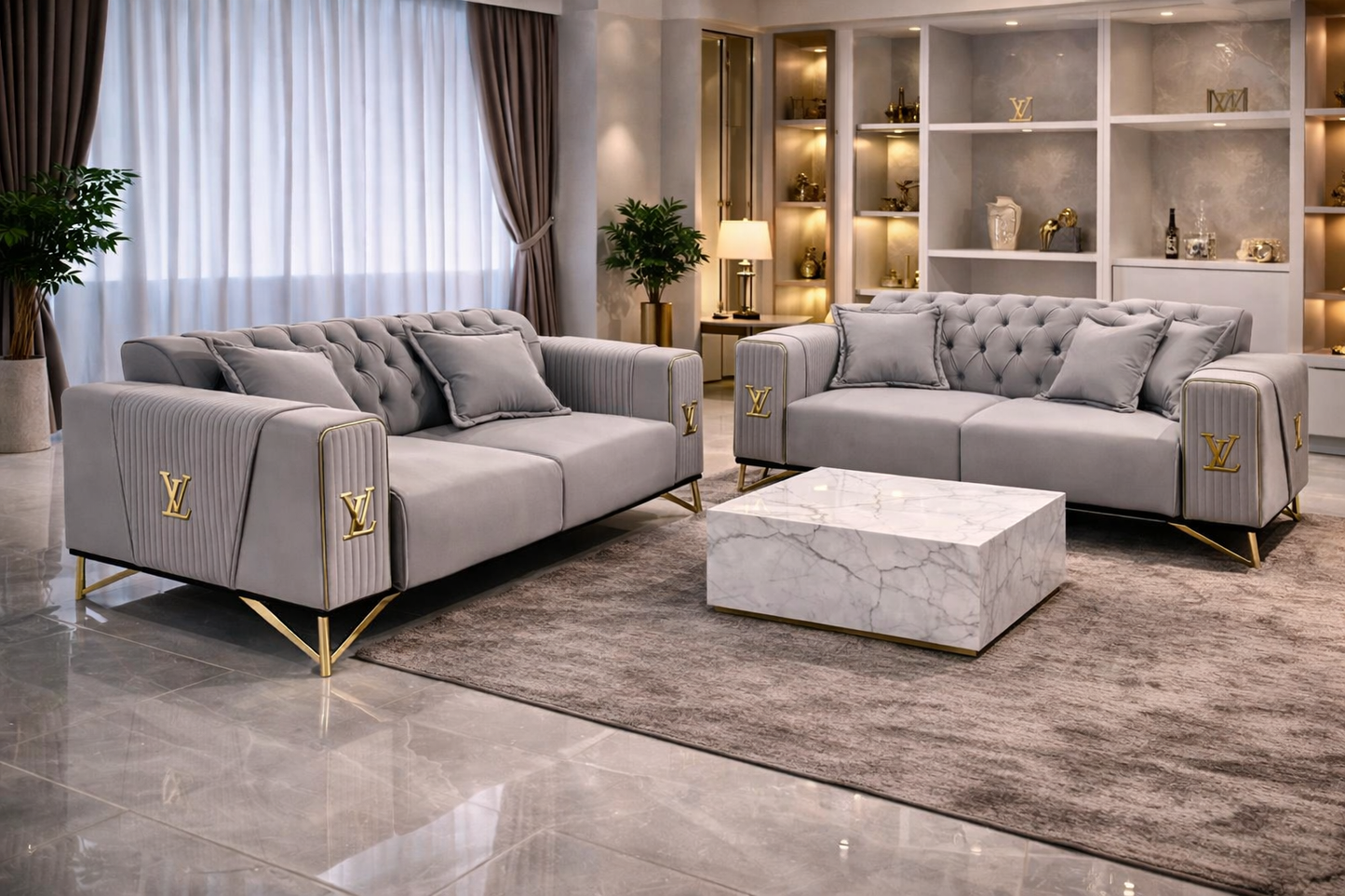 Louis vuitton lounge set grey LV designer couch