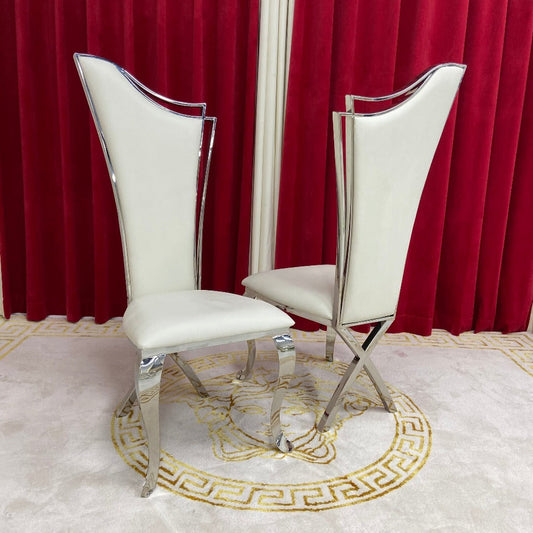white silver luxury dining chair